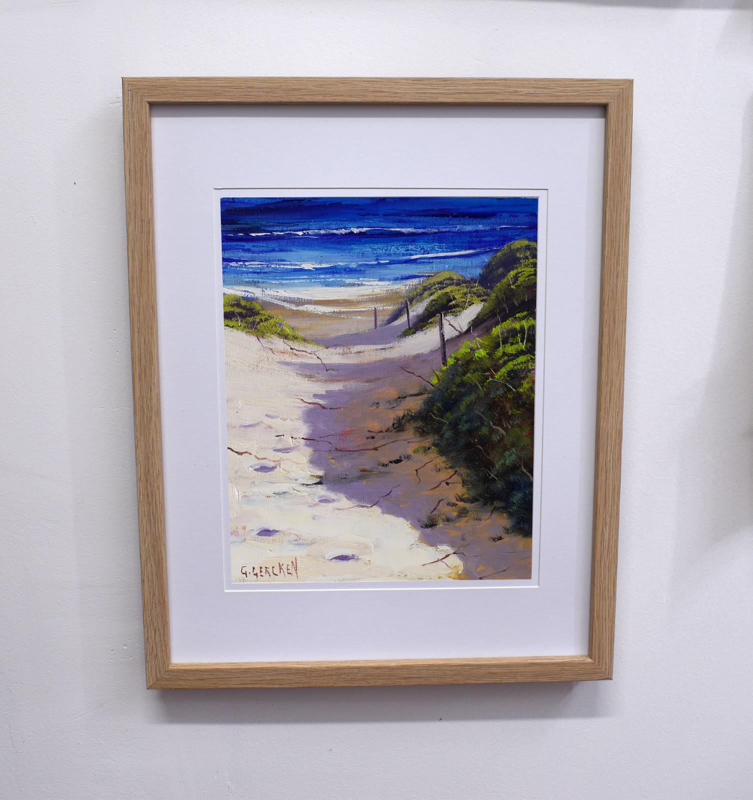 Australian Coastal Dunes Oil Painting Framed Beach Seascape Original Art Gercken