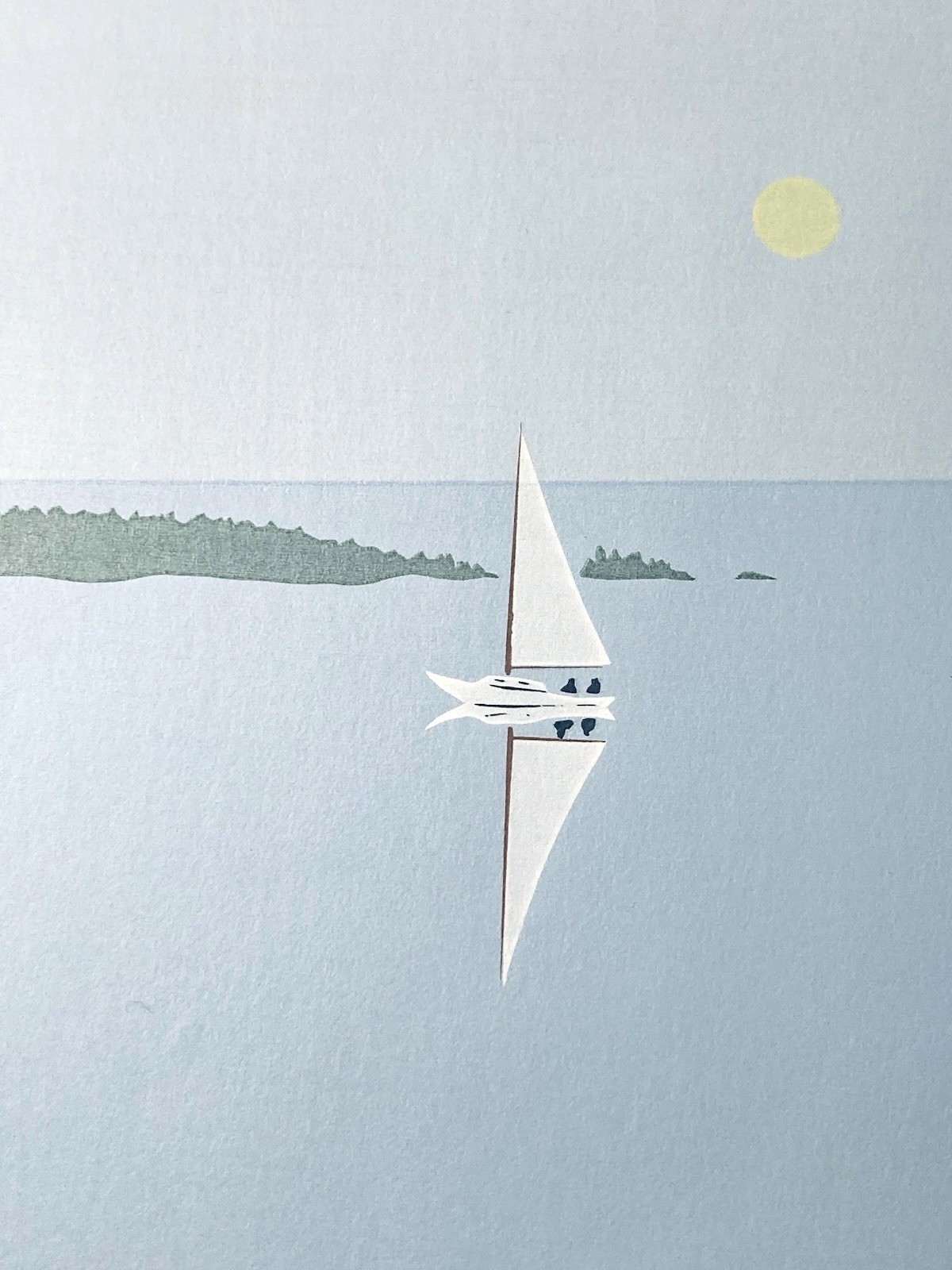 Artist L Hoglund Awesome Print #63/150 Title”Fog” View from Two in a SailBoat