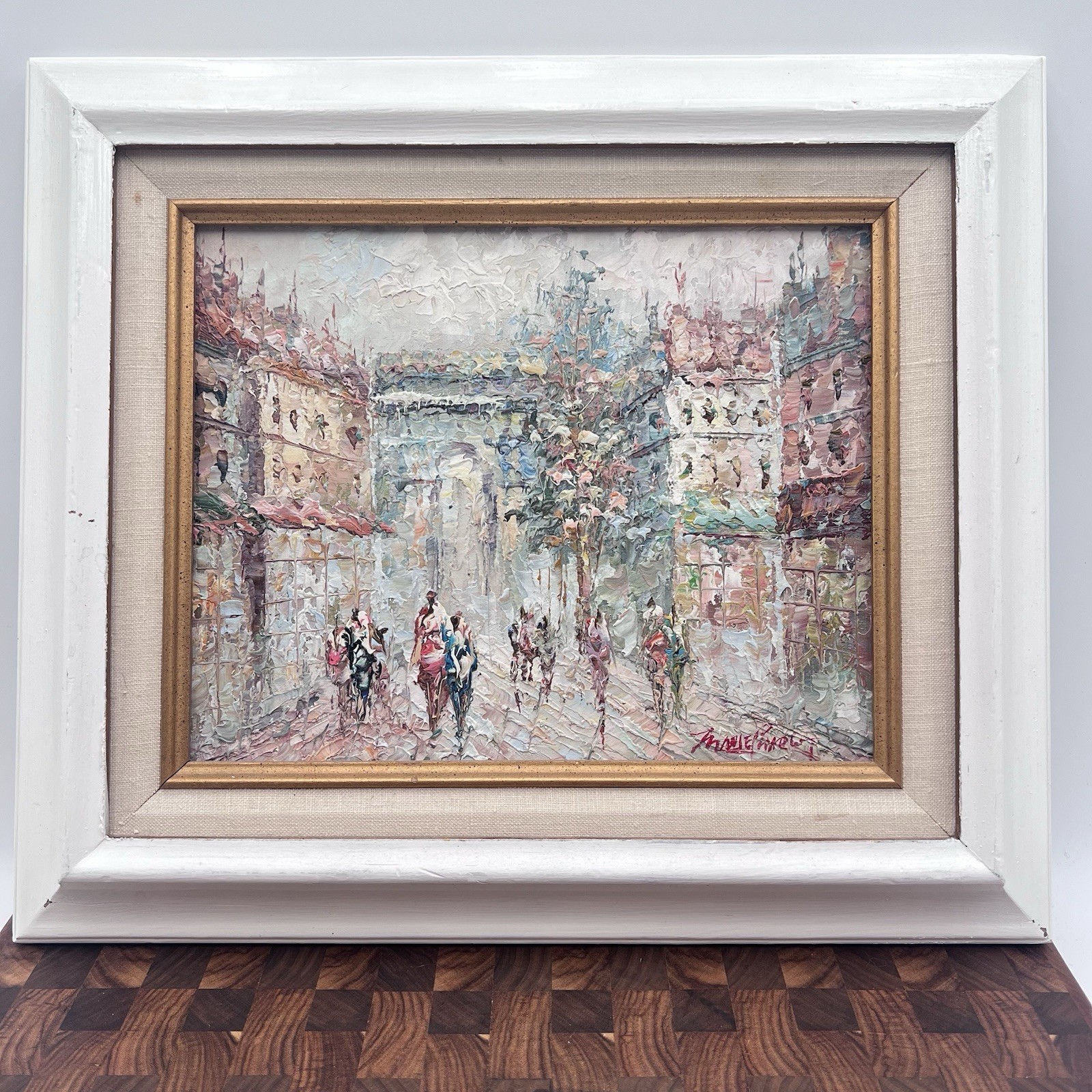 ORIGINAL 70s MARIE CHARLOT Framed Impasto Oil Painting Paris Street Scene Signed