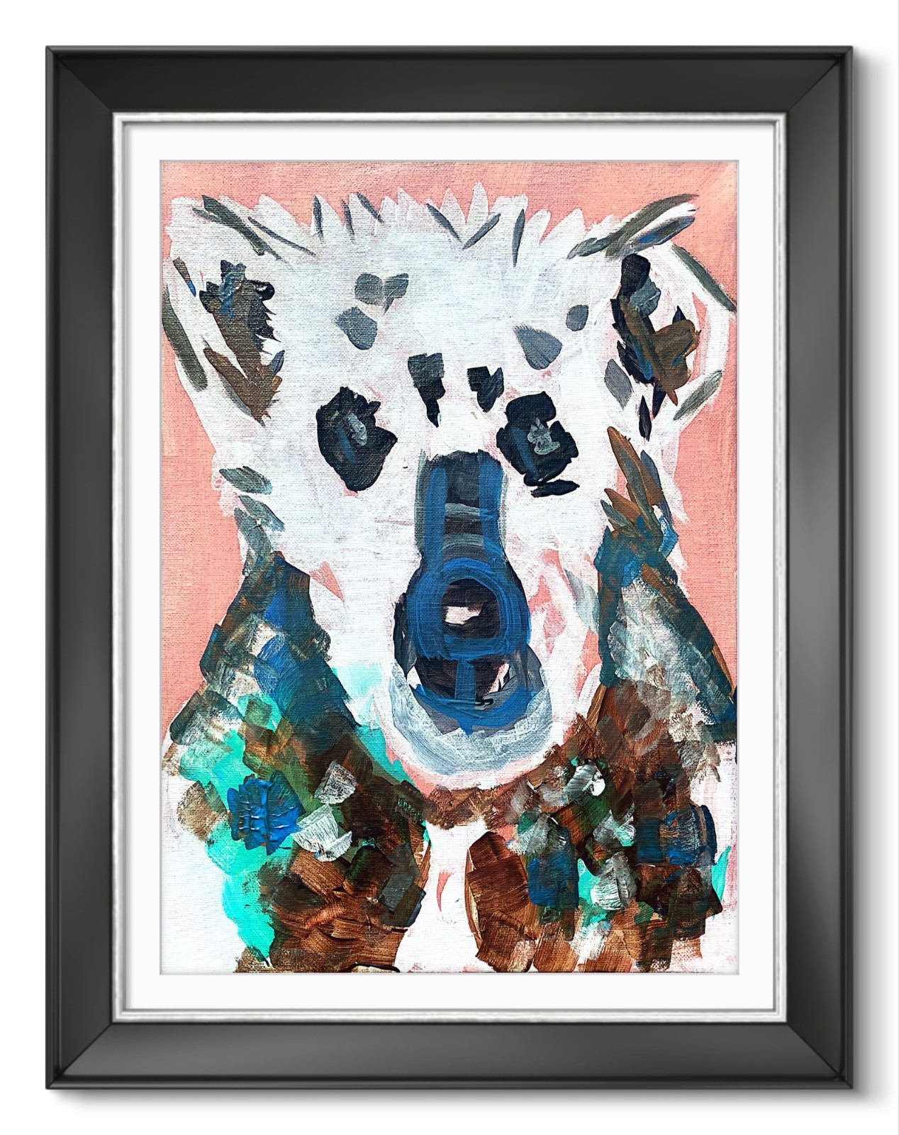 Polar Bear 12 X 16″ Neo Impressionist Modern Acrylic Pink Painting Canvas