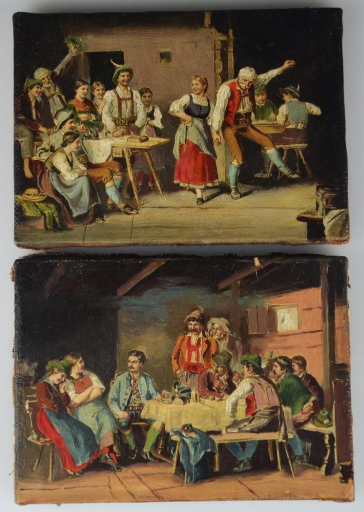 VINTAGE BAVARIAN SCENE PAINTINGS (2) – 6 1/8″ x 4 1/2″ – UNFRAMED PAINTINGS