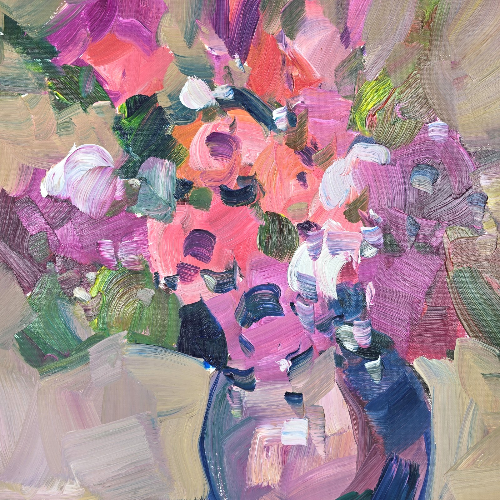 JOSE TRUJILLO Floral Painting Pink Roses 20 x 16