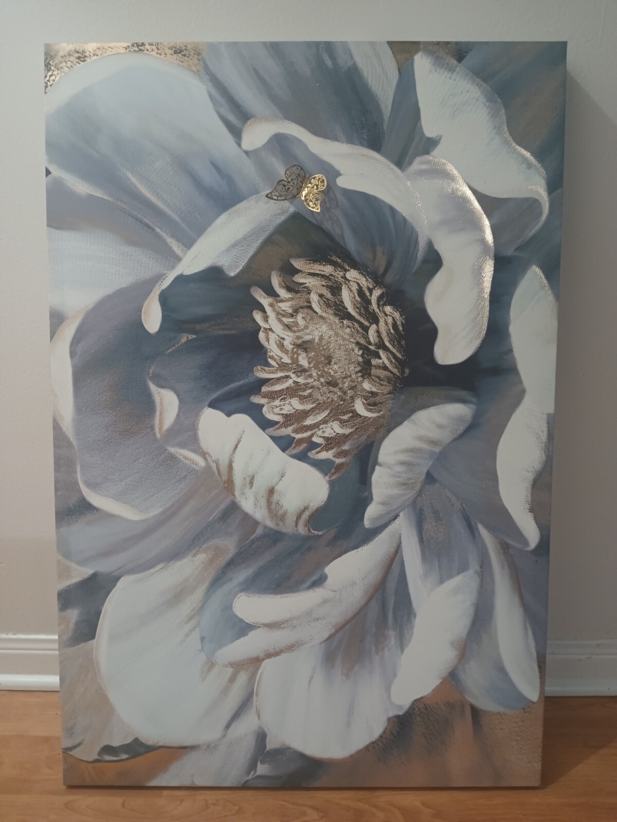 Floral Painting – Blue White And Gold