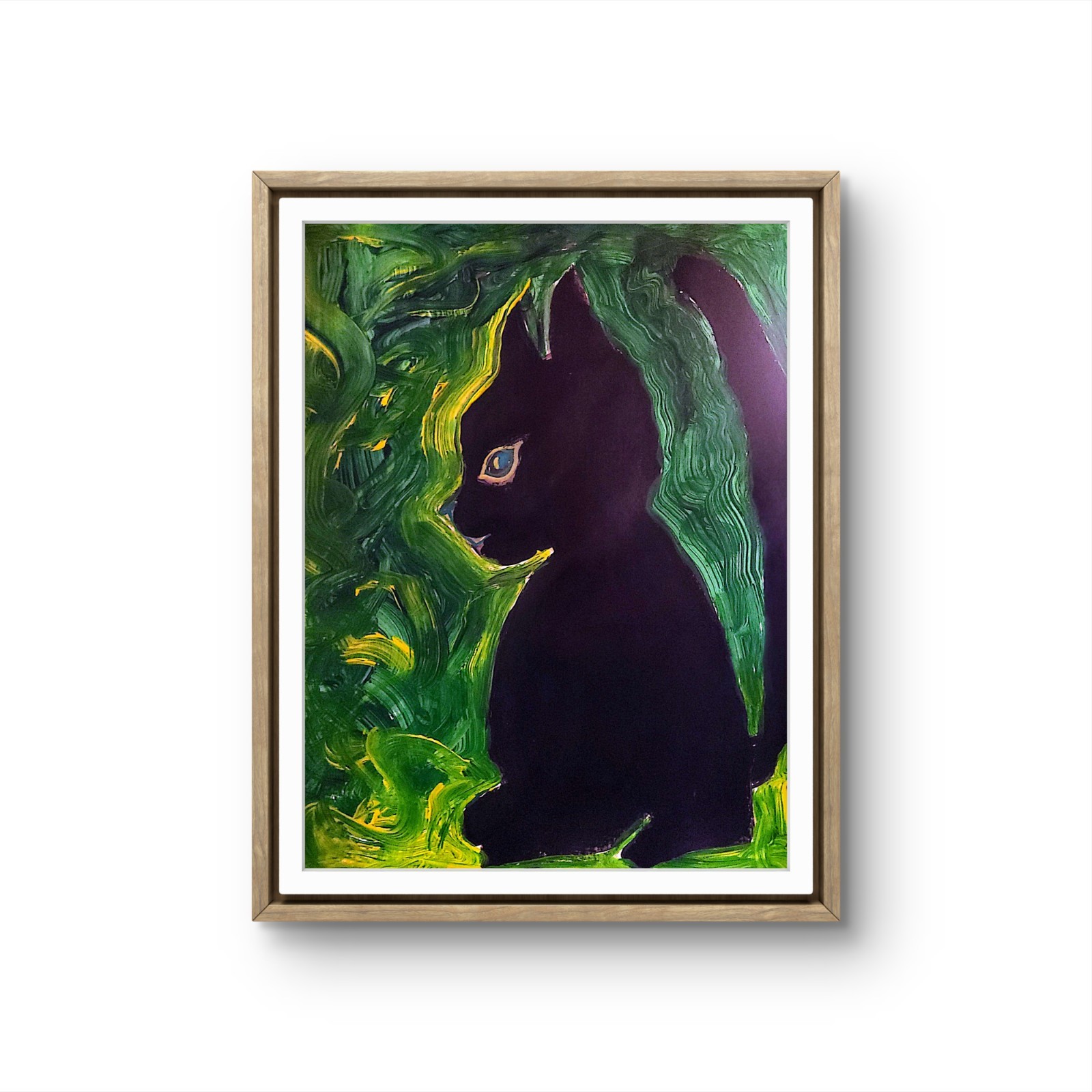 Black Cat Unique Abstract Expressionism Wall Gallery Paper Art 11x 14