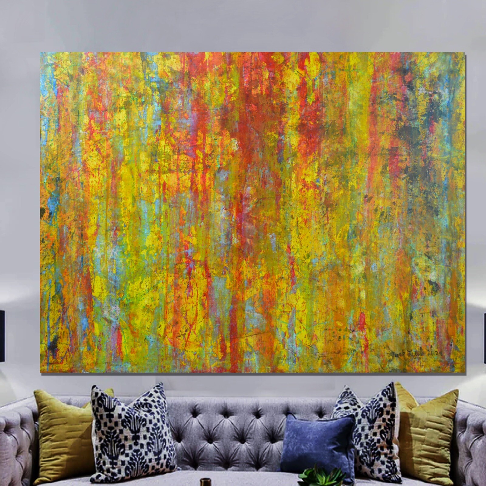 Gerhard Richter style Professional Painting 84”X62” (7 Foot) Abstract Modern XL