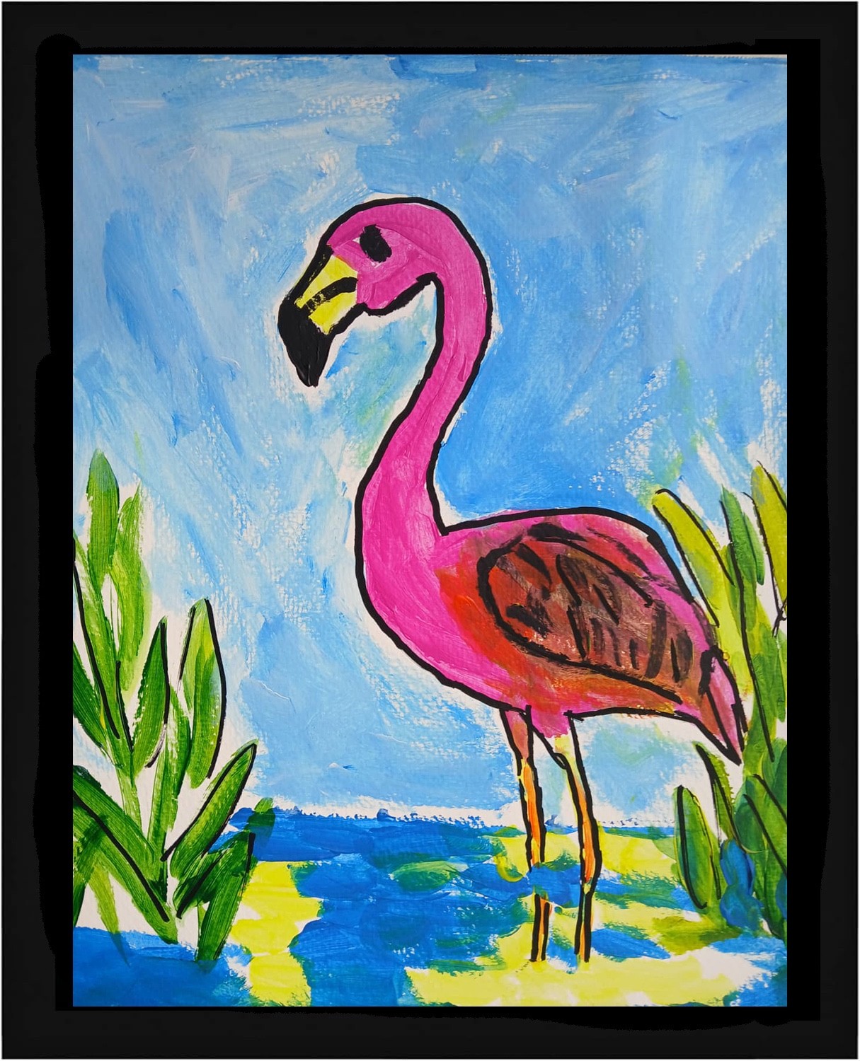 Abstract/Expressionism Flamingo 11×14 One -One of a Kind Street Art Painting