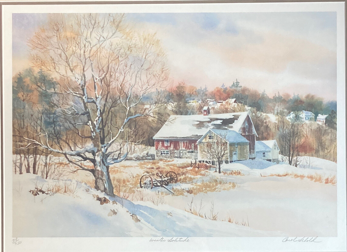 Carol Sebold Winter Solitude Maine Signed Ltd Ed Framed Matted Art Print 34/450