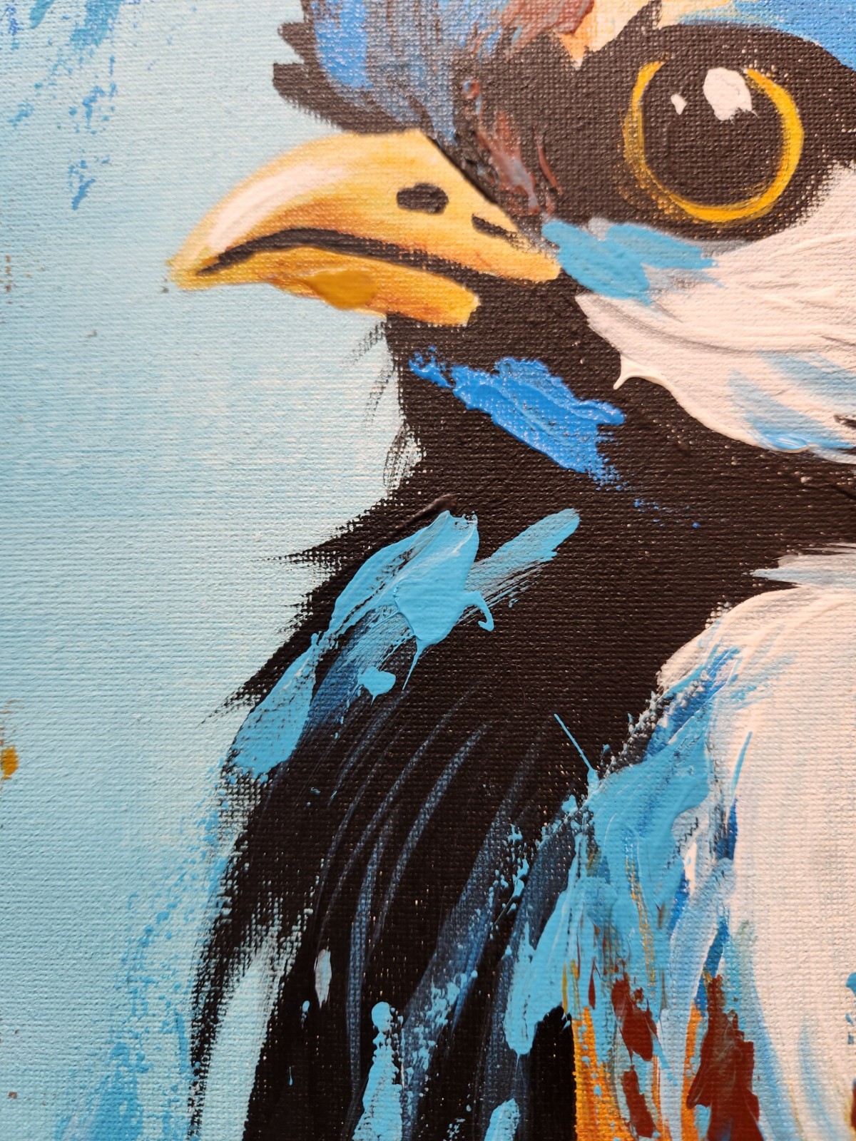 Bird Portrait Painting Original Colorful Animal Art by M Isaksen