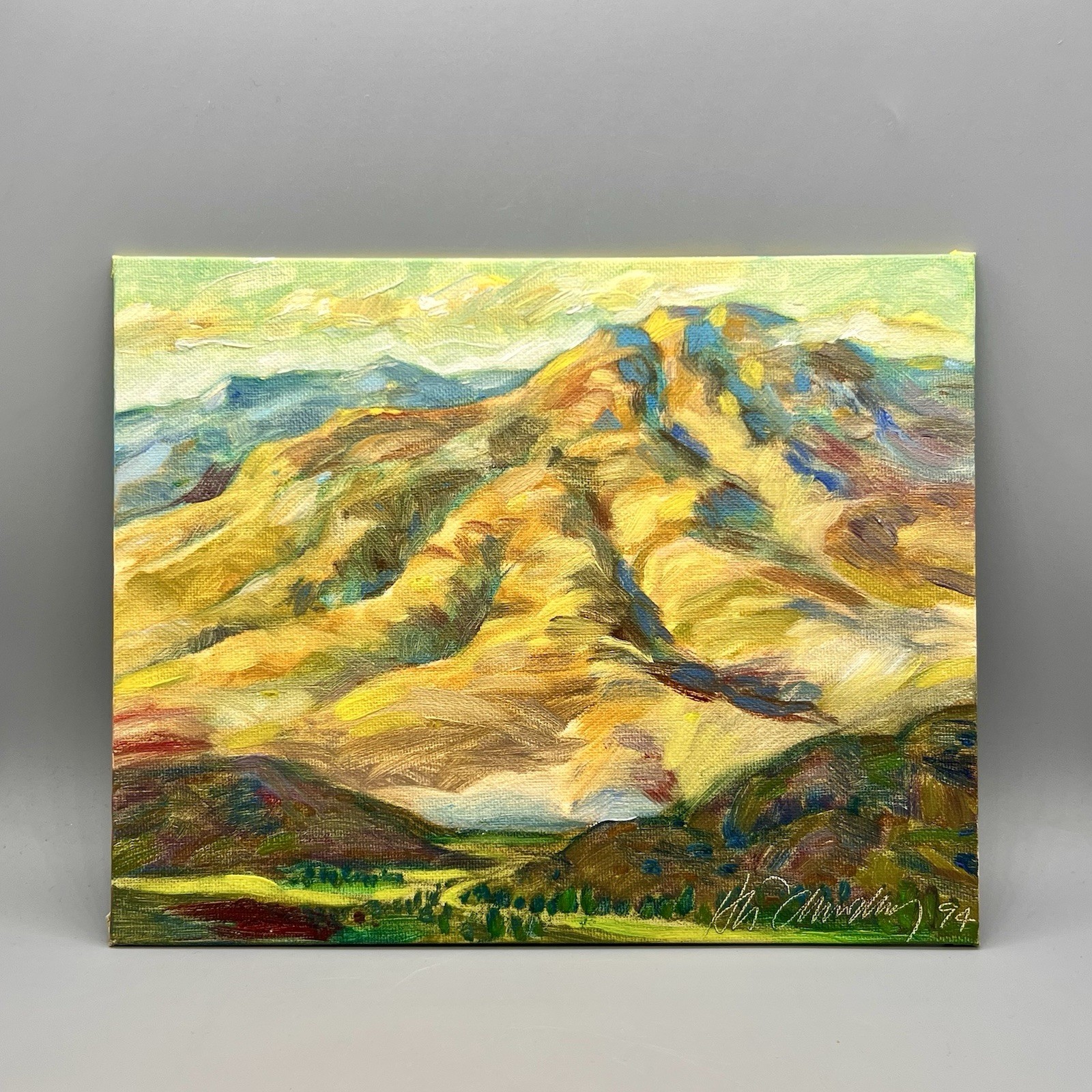 Vintage Original Mountains Landscape Acrylic Painting 8×10 Signed 1994