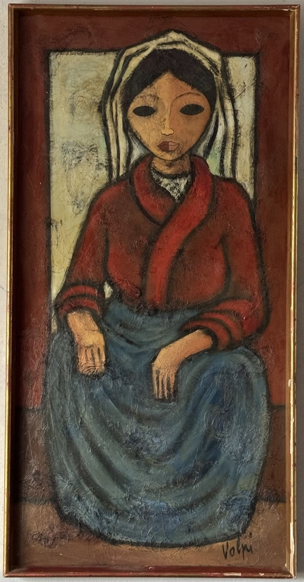 ALBERTO VOLPI ANTIQUE ITALIAN MODERN OIL PAINTING OLD VINTAGE CUBISM WOMAN 1950s