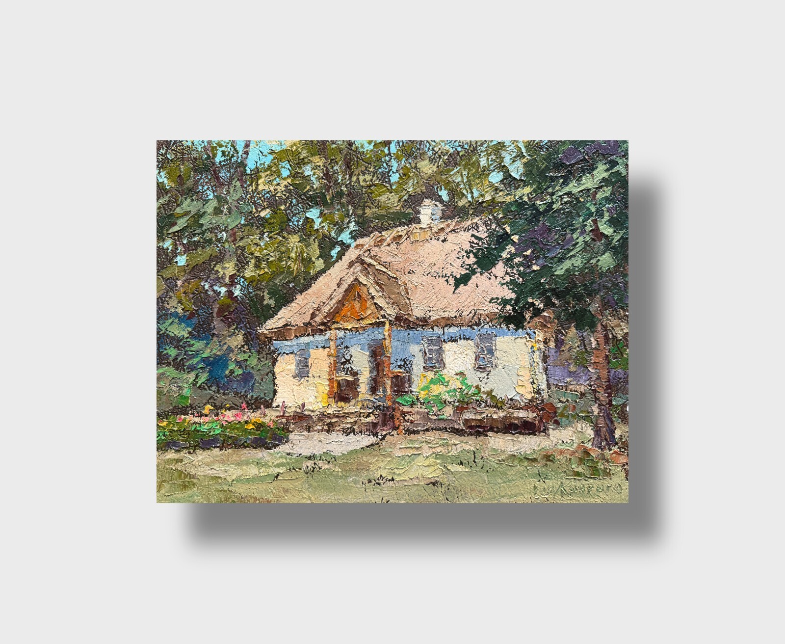 Oil painting Taras’s room Ukrainian painter Fiberboard original art landscape