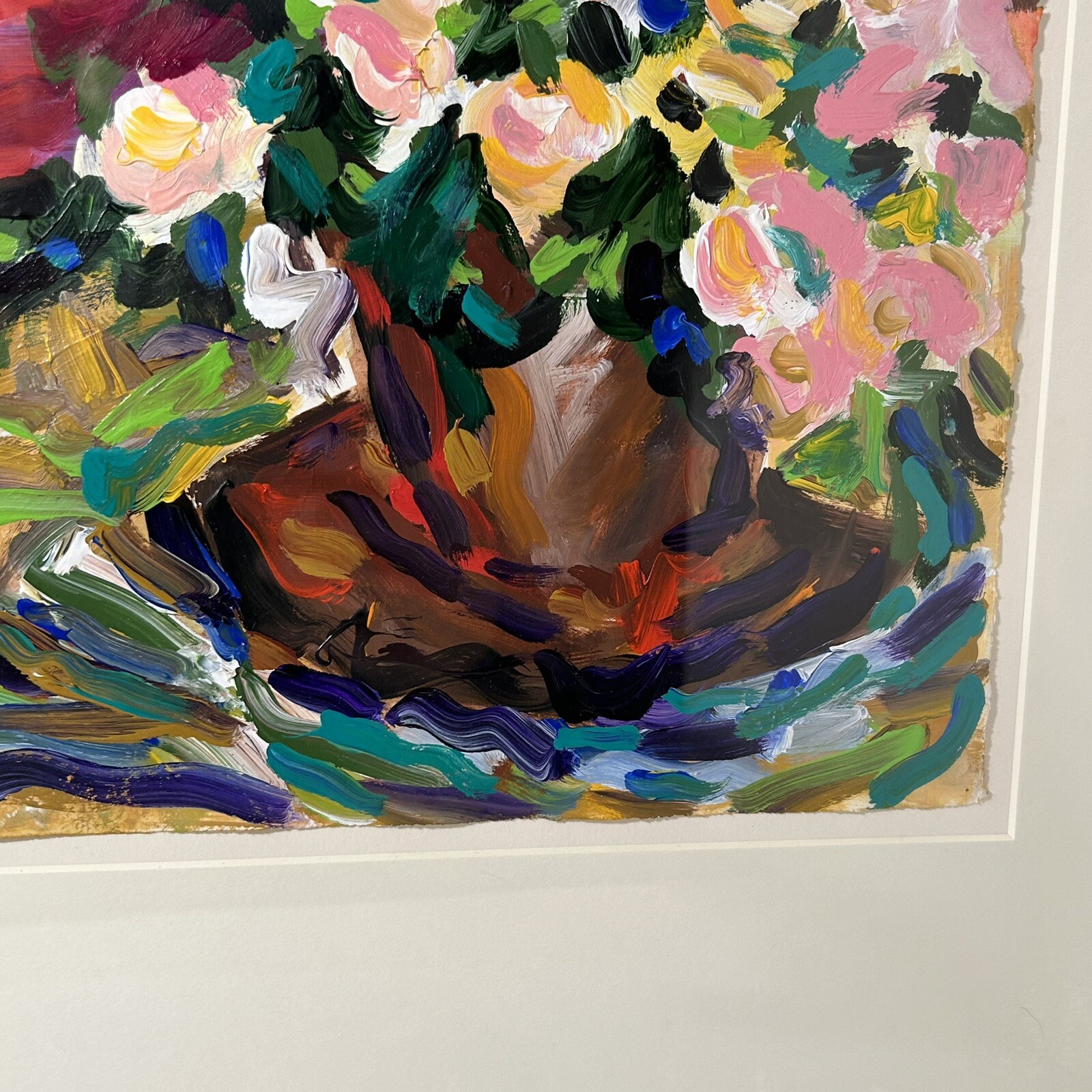 Barbara Z Lipman 1990 Original Painting On Paper Fauvist Colorist Still Life Art