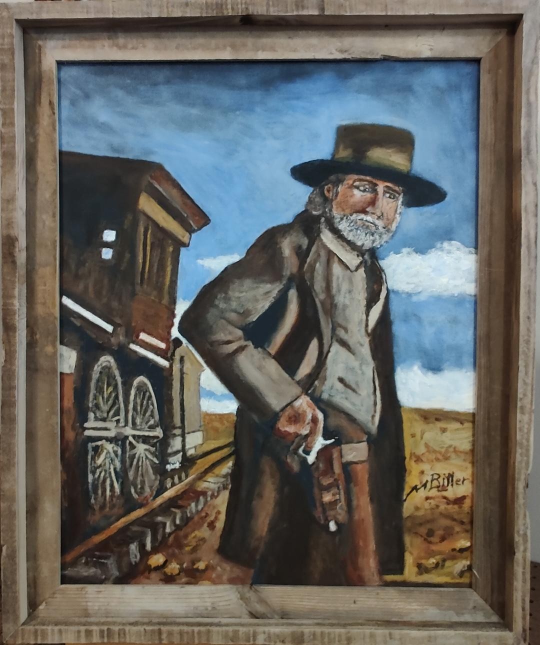 Original Western Oil Painting “Rail Agent” by Marc Bitler