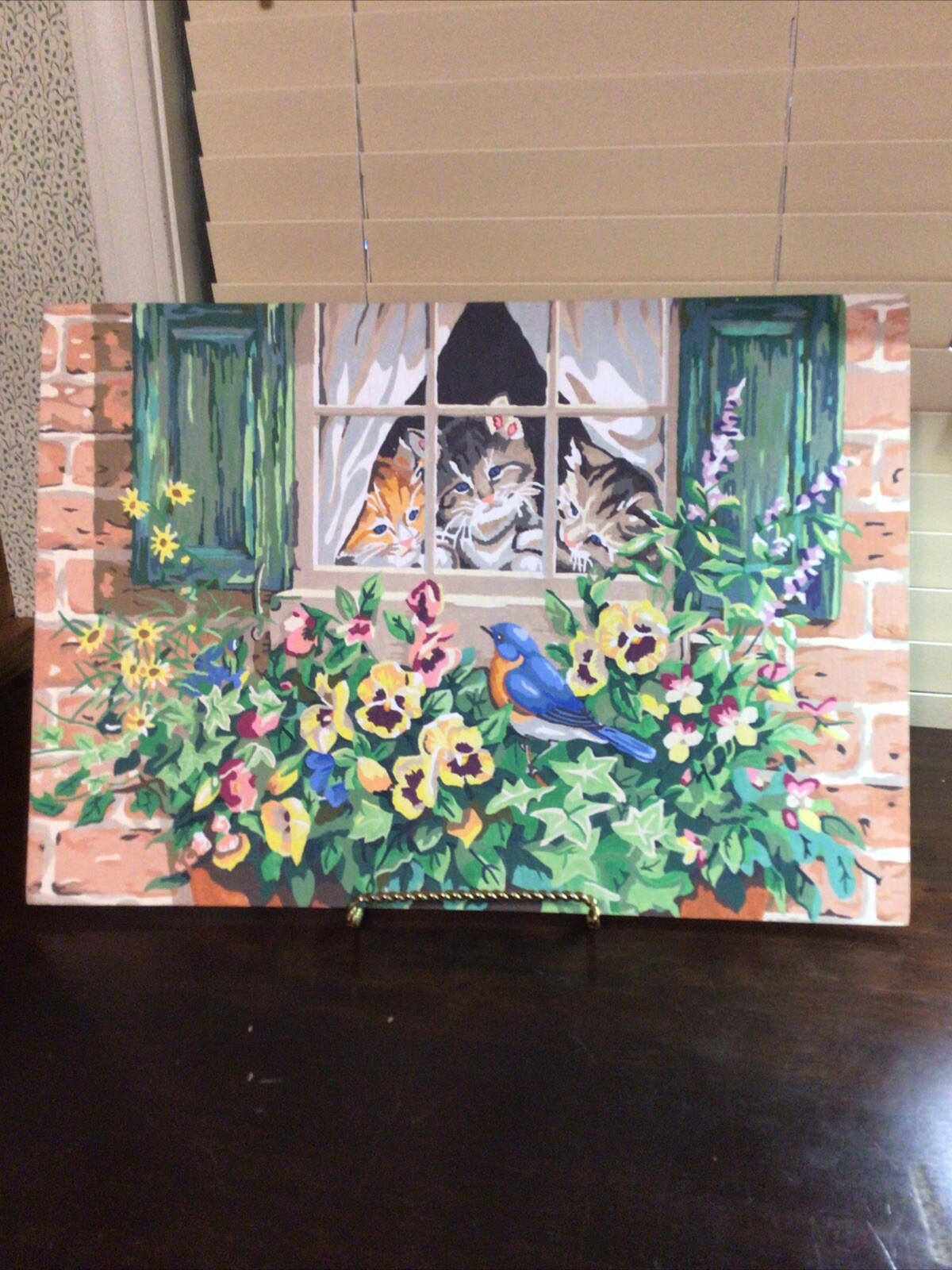 Cat Completed Paint by Number 14 X 20 Canvas
