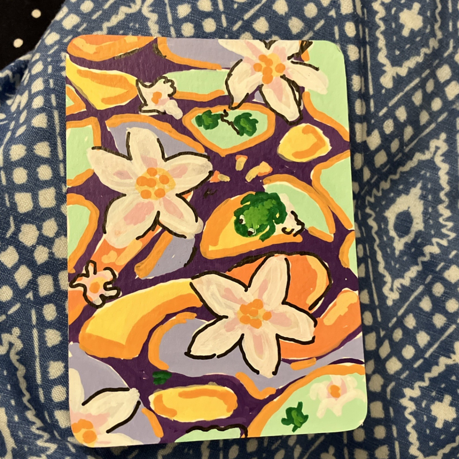 Fun Frog Pond ACEO Original Acrylic Pen Illustration Art Signed by MRB