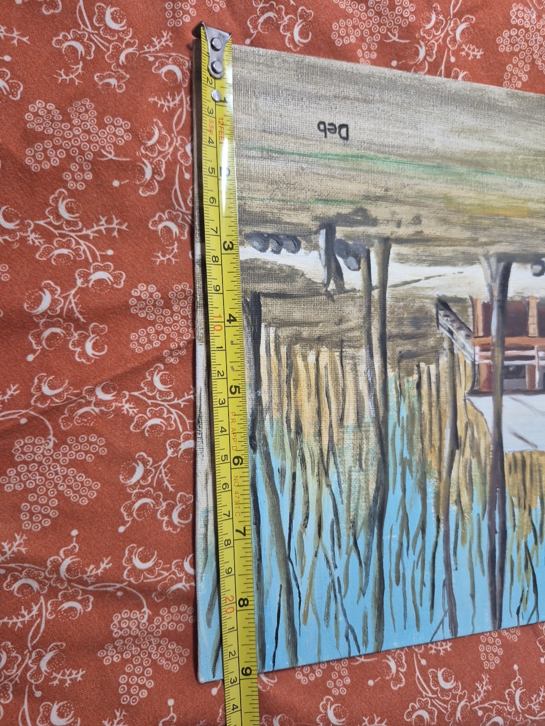 Vintage-Style Acrylic painting on Panel Depicting a Cabin Scene 9″ X 12″