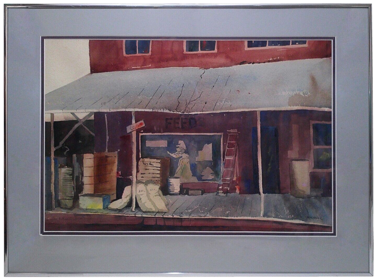 MATEJ MACHACEK (CZECH) SGND EARLY 21ST C COLORED INK, W/C PNTNG STOREFRONT, FRMD
