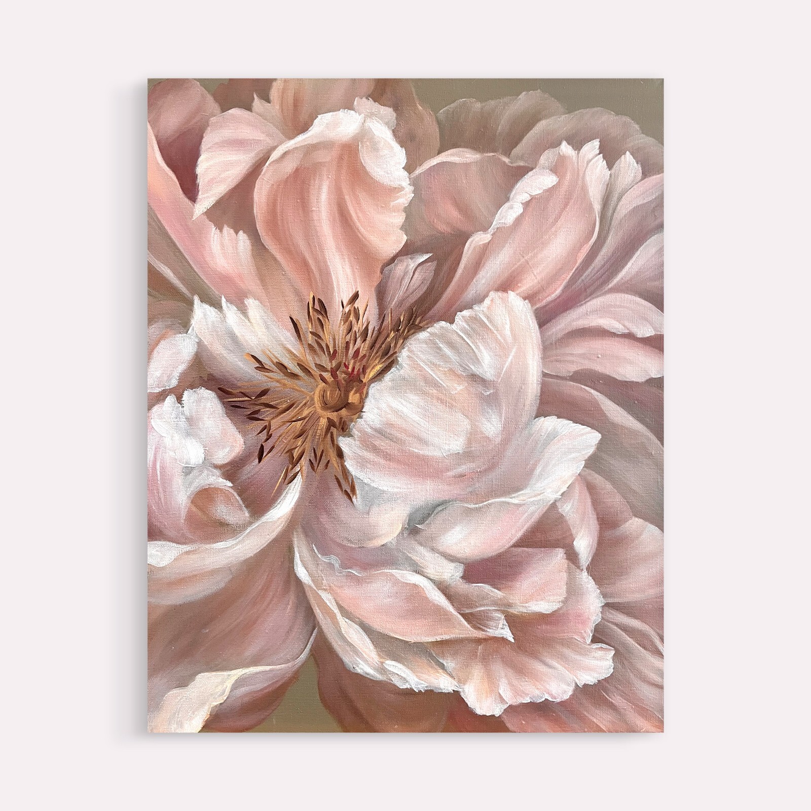 Tender Feelings | Pink Peony Bouquet of Flowers Pastel Color Palette Oil