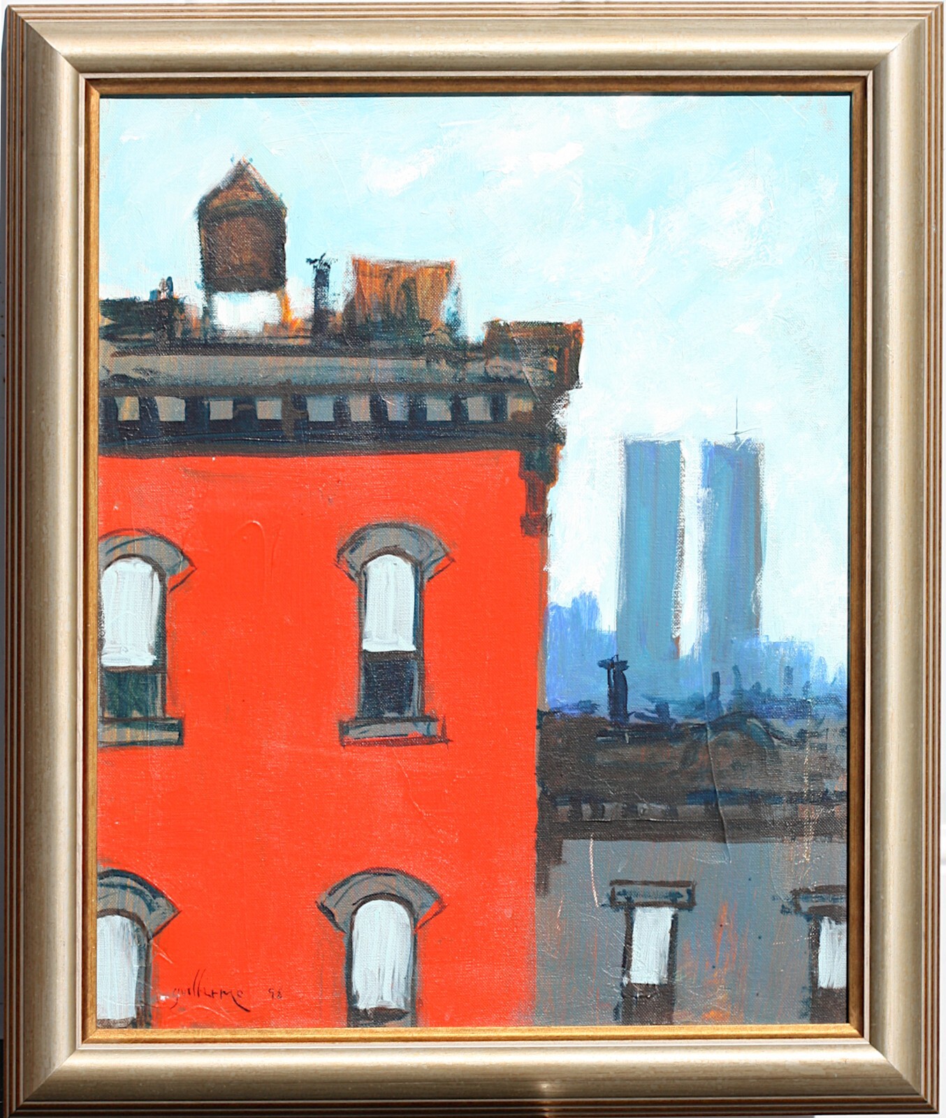 Guillermo, (20th/21st Century) Cityscape with Twin Towers, 1998 signed Guillerm