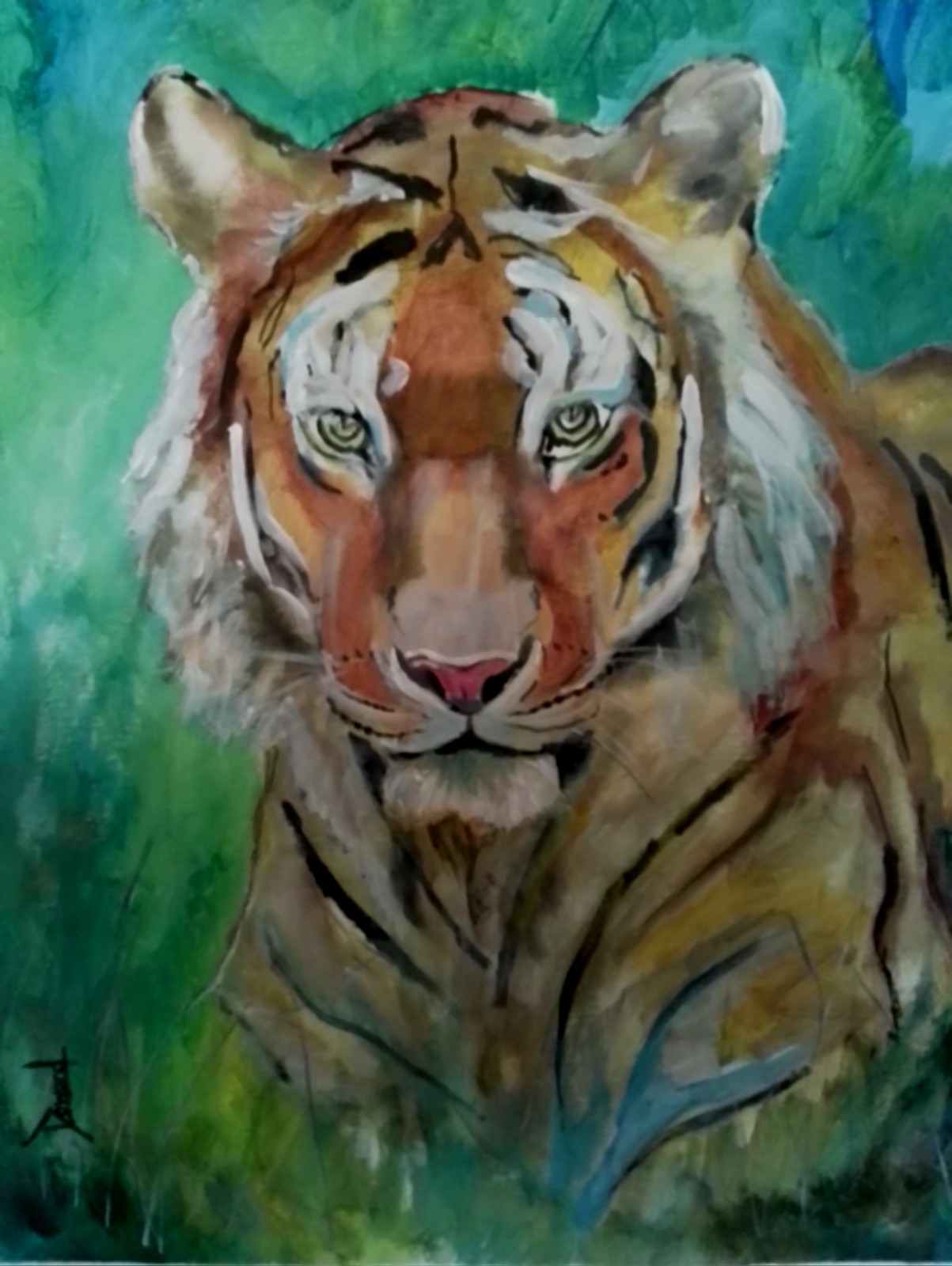 Original 24×30 Acrylic Tiger Painting” On The Prowl”