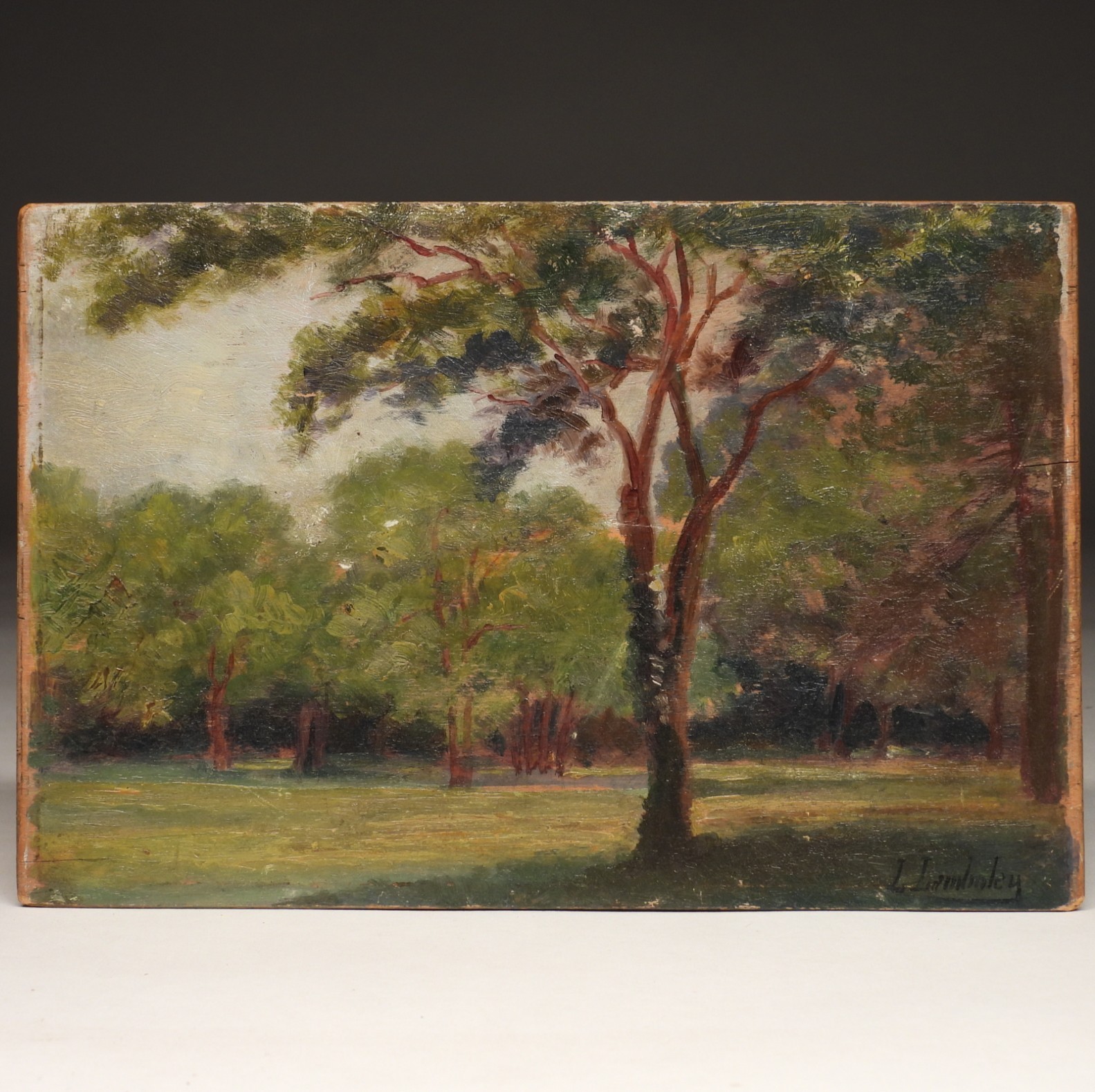 L. Lamboley Salon des Artists France O/B Landscape Painting 6.25″ x 9.5″