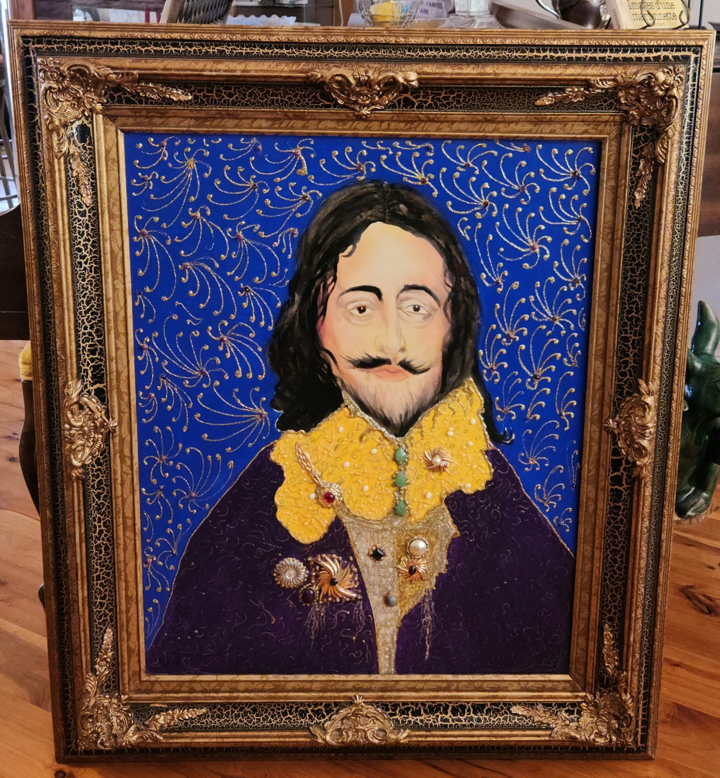 William Verdult “King Charles I” Original Oil Painting on Canvas W/Jewels, 34×40
