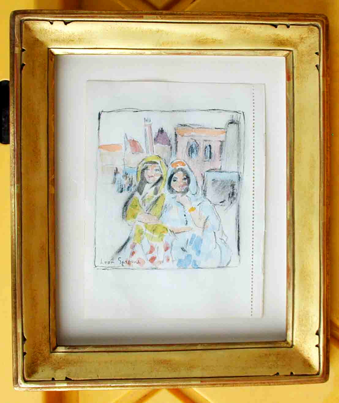Taos, New Mexico Watercolor LEON GASPARD ‘2 Russian Girls’, 4″ x 4″
