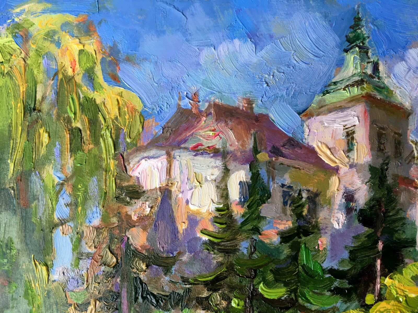 Oil Painting Olesko Castle Batrakov V. Unframed Original Decor Art nAAA2372