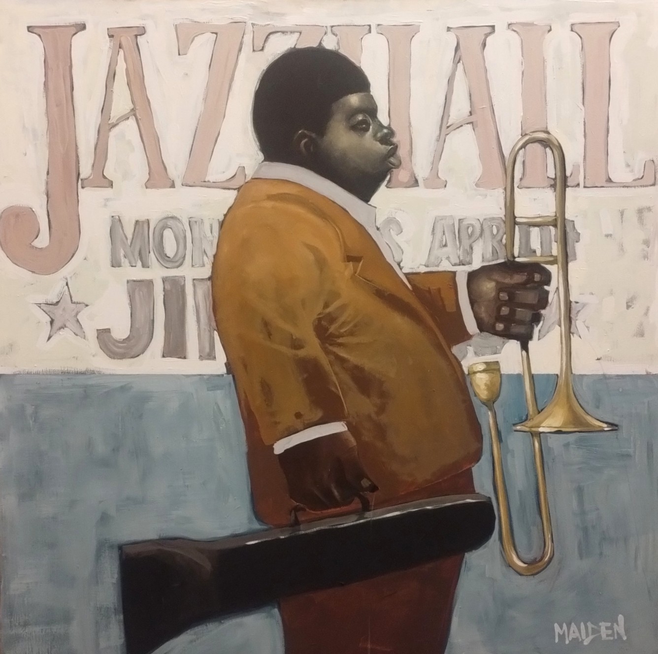 Jazz Hall Delight – Original Oil Painting 36″x 36″ by Leonard Maiden