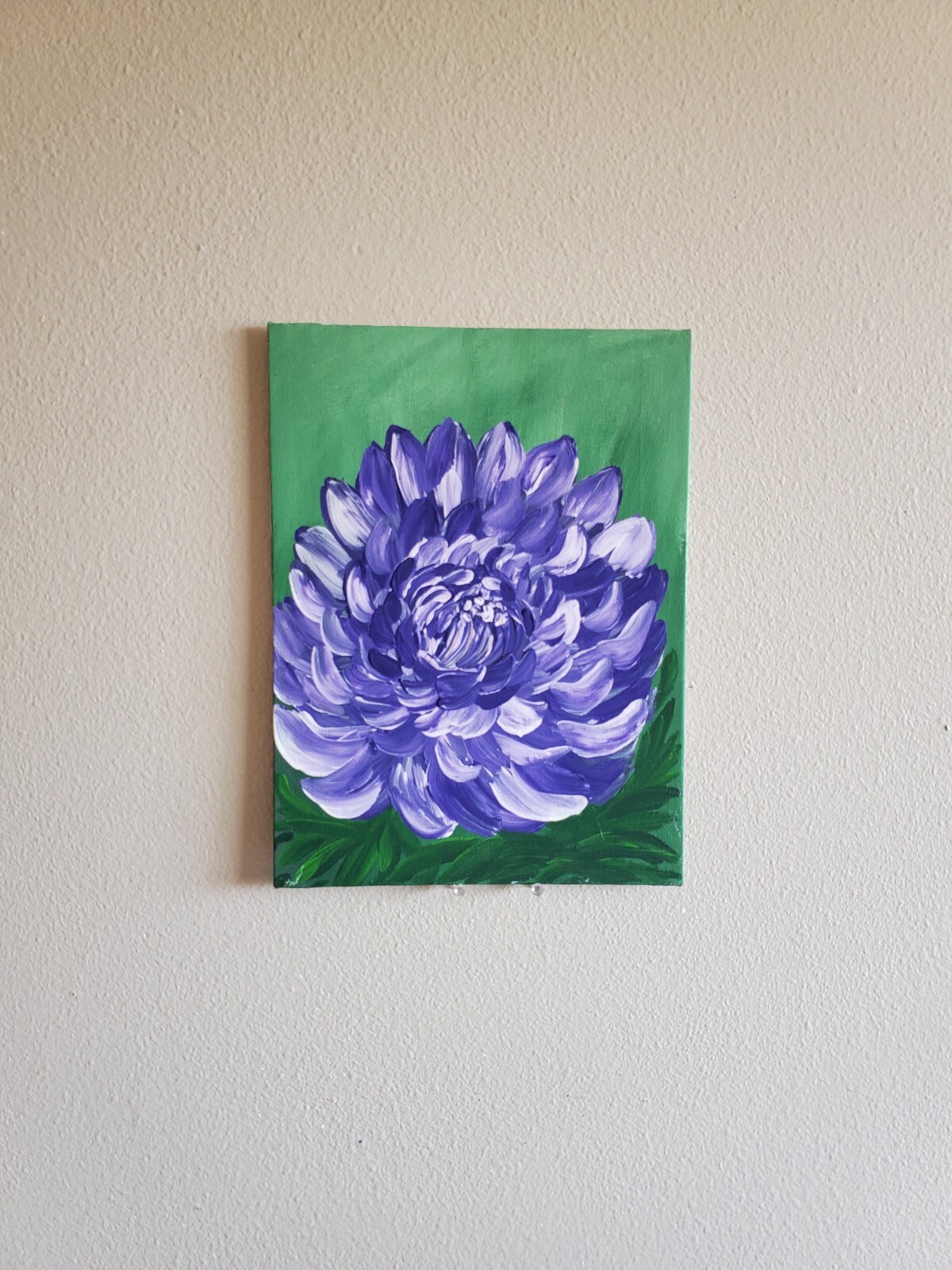 Handmade Painting Acrylic Art Panel 12x9x1/16in Decor Lilac Dahlia Flower