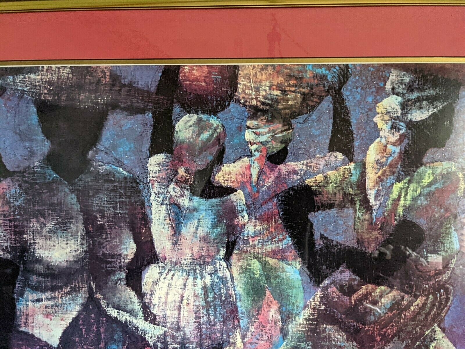 Large African Framed Art Market Day—Outstanding 41 inch x 33 inch