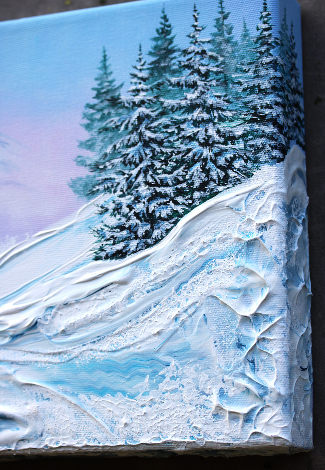 Original acrylic landscape duplex paintings long distance relations gift art