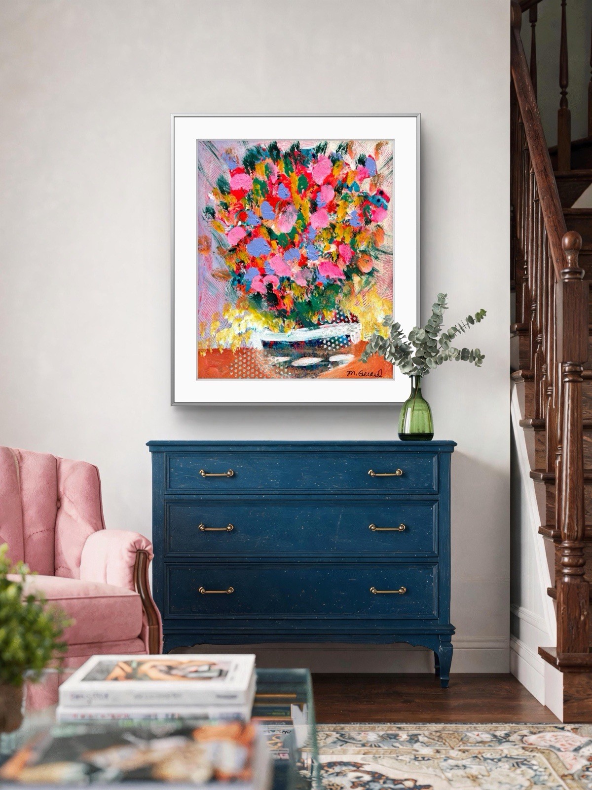 GERARD 8X10 IN- Abstract Expressionist Original Acrylic Painting Flowers
