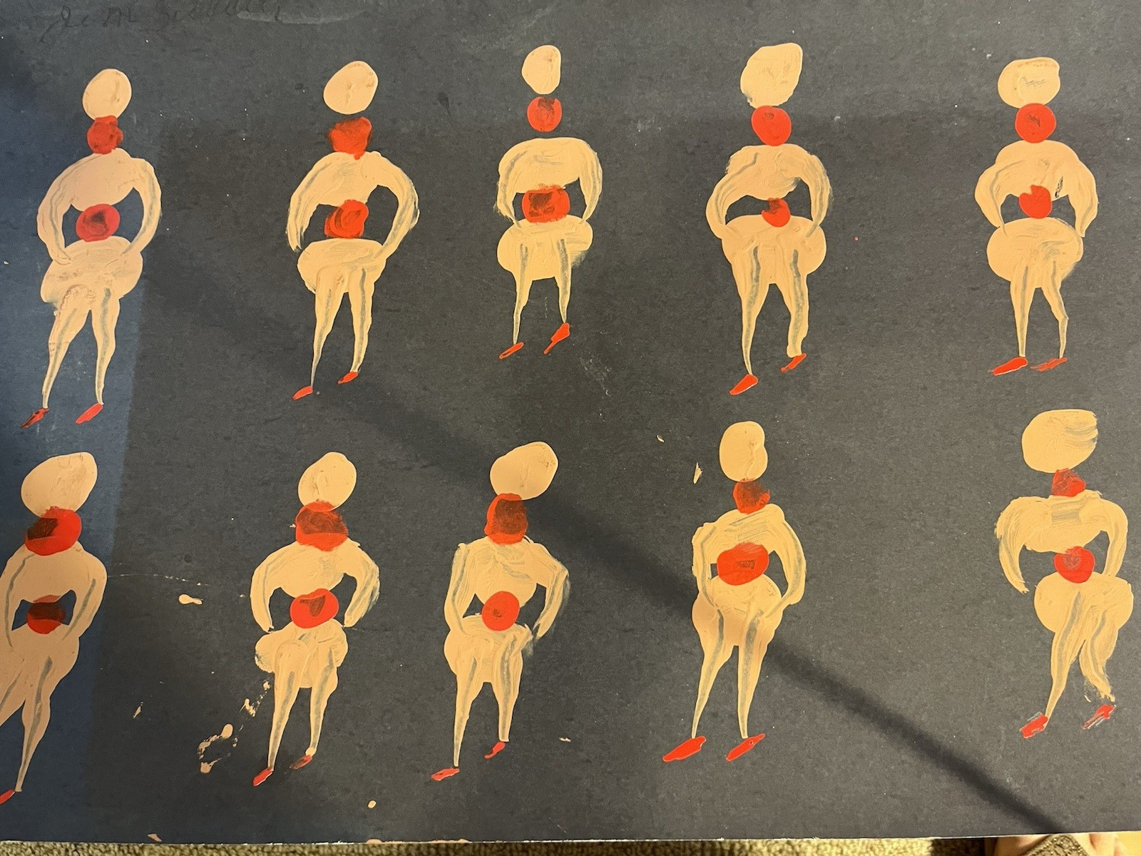 Jimmy Sudduth Folk Art Painting”Dancing Ladies” 22X14.5