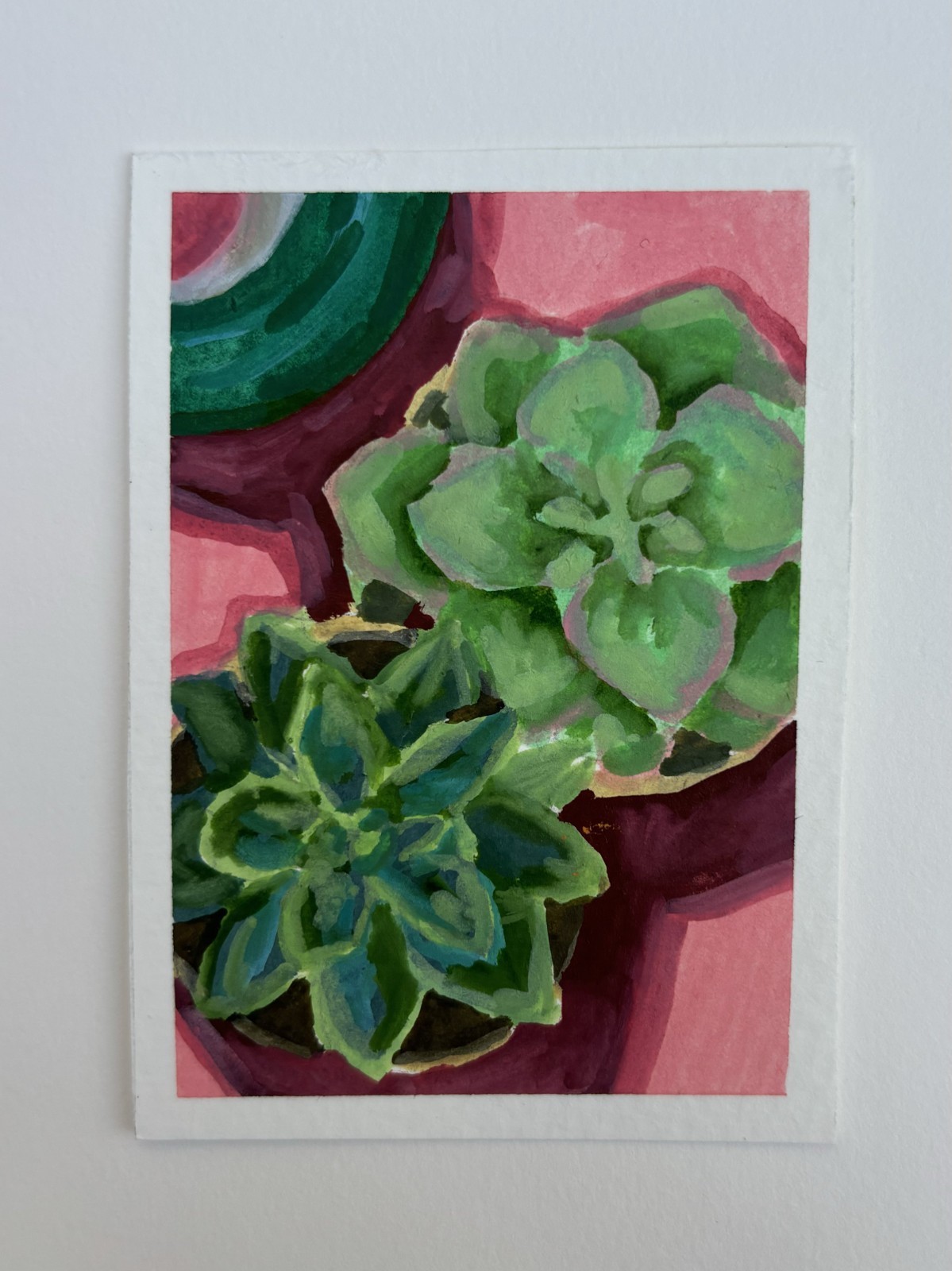 ACEO art card – Potted Plants – 2.5in x 3.5in acrylic marker on paper