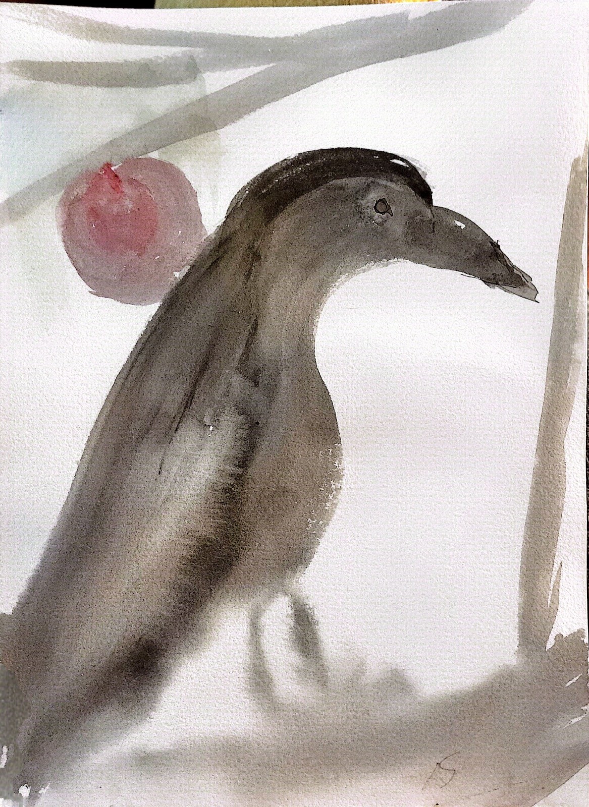 Grackle Abstract Expressionist Original Painting Watercolor