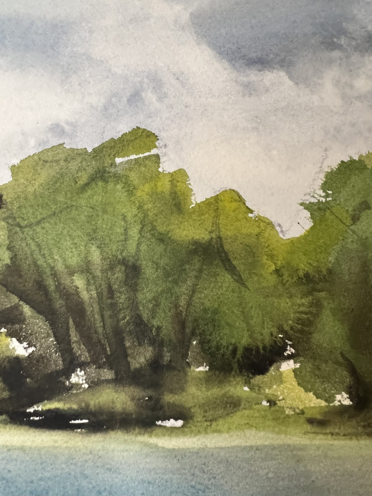 Panoramic Waterscape–Charlotte Hoffman–Watercolor– Mid 20th Century American Art