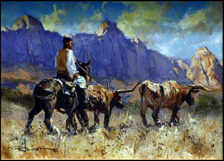 Robert Hagan “Catching The Strays” Oil on canvas Hand Signed Make an Offer!
