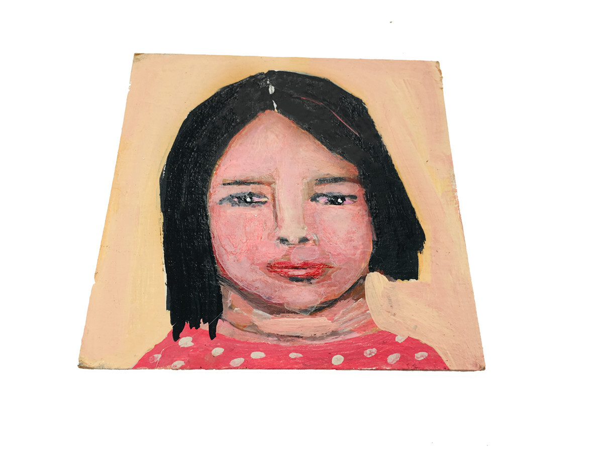 Miniature Acrylic Unique Woman Portrait Painting Original 4×4 Art Miz Katie
