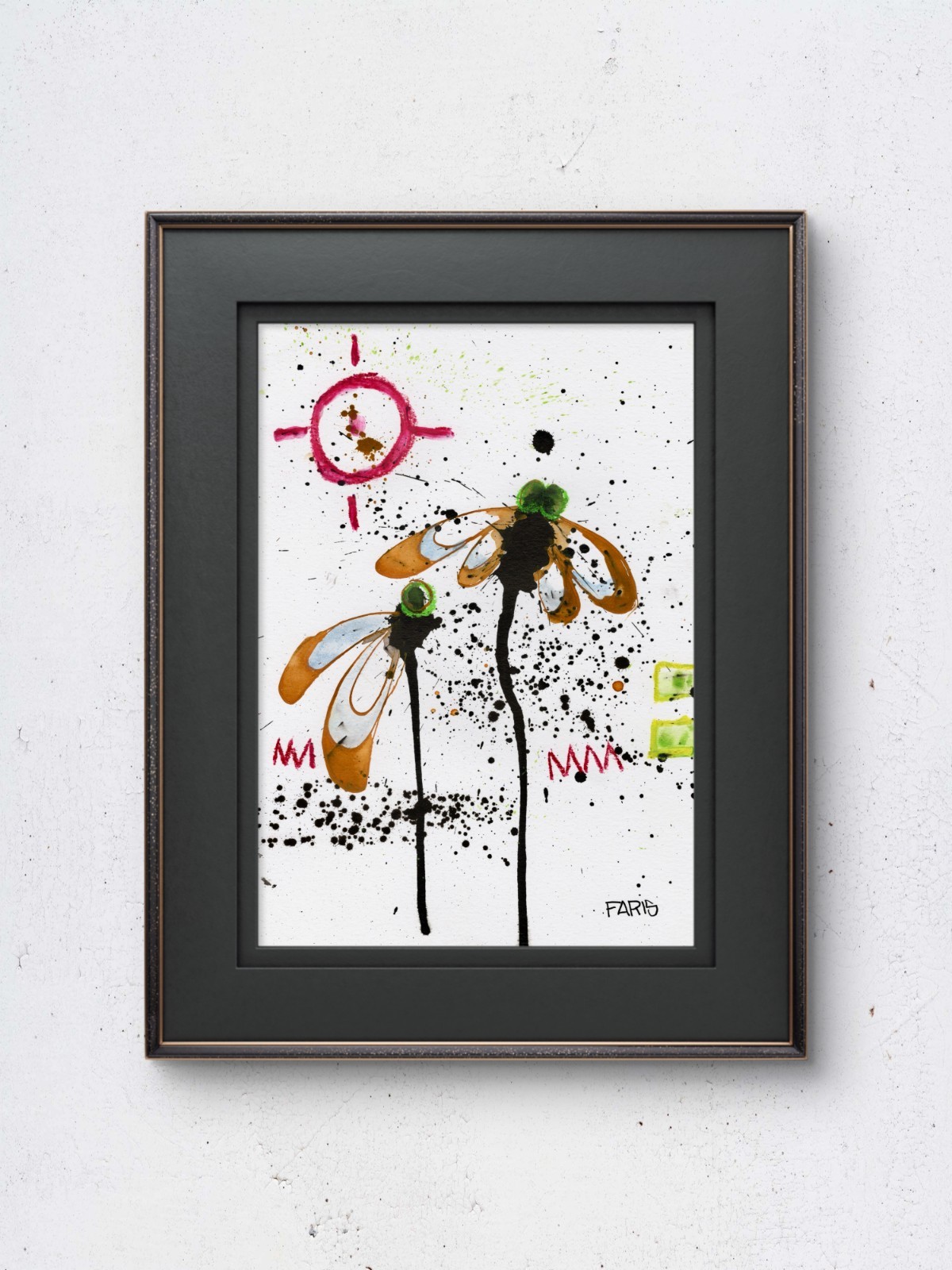 Original Ink Portrait Painting A4 Mixed Media Neo-Expressionism Signed COA #33
