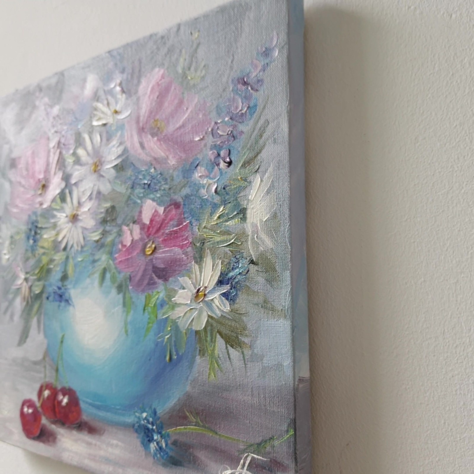 Joyful Wildflower Bouquet Original Oil Painting Floral Still Life Wall Art Decor
