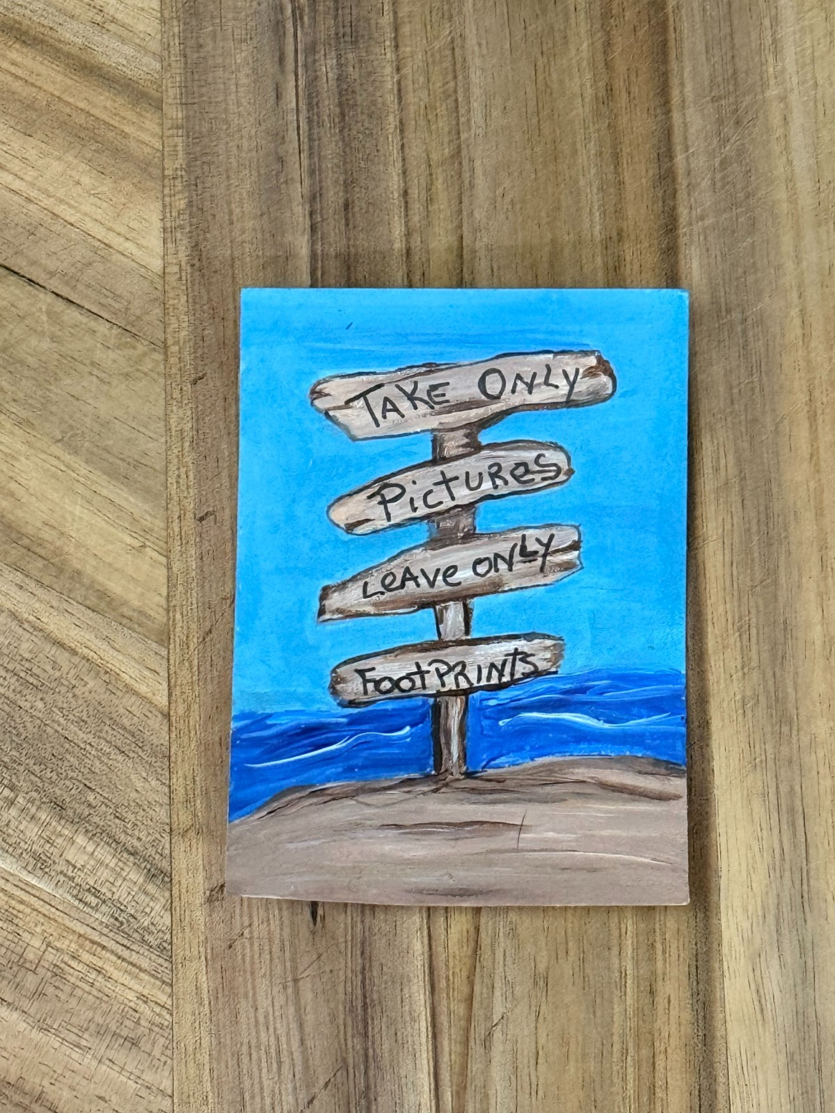 ACEO Original Art Ocean Beach Sign ACEO original miniature art