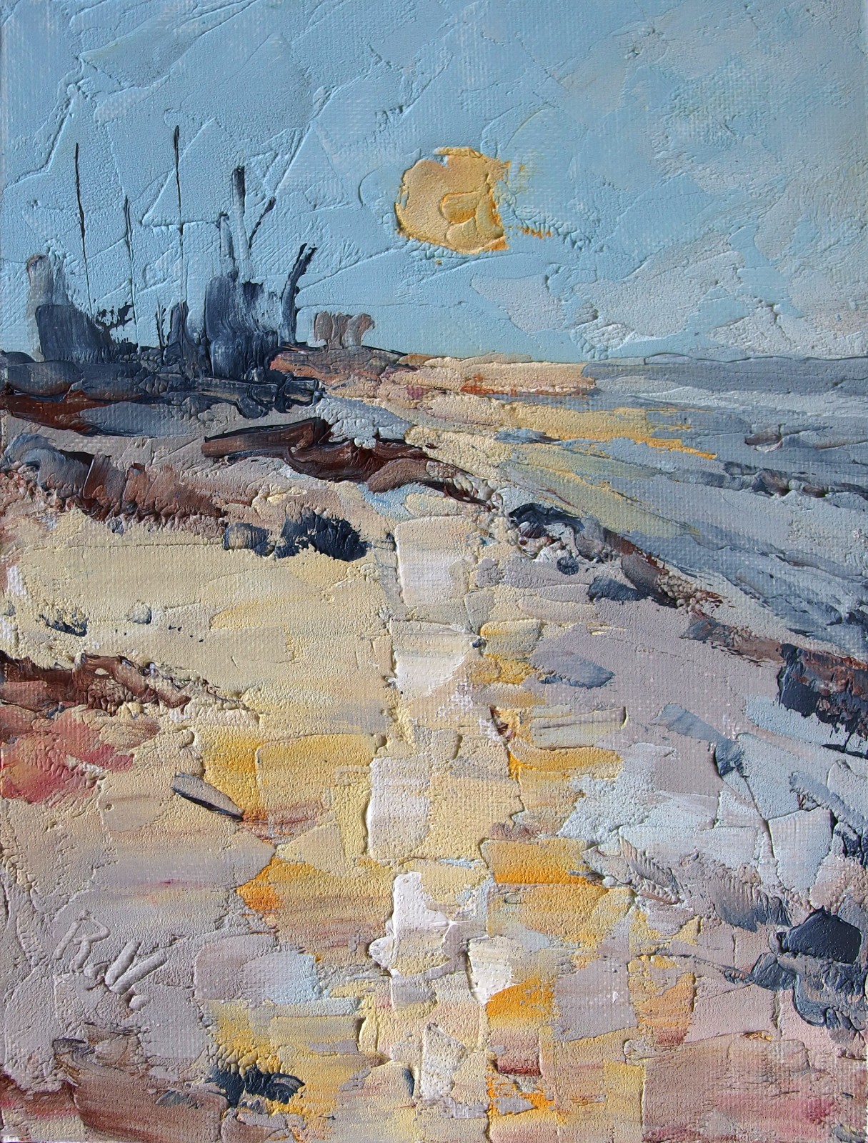 Galveston art Pastel colors sunset dusk at Galveston beach coastal landscape