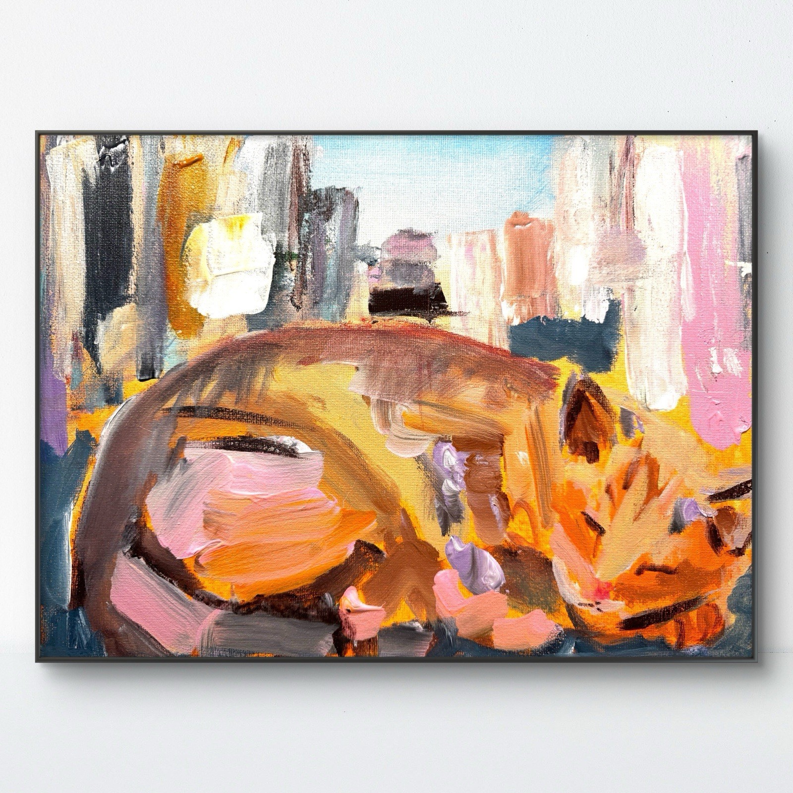 SAMATOWIC City Cat 11×14 Abstract Expressionism Handmade Signed Original Art 345