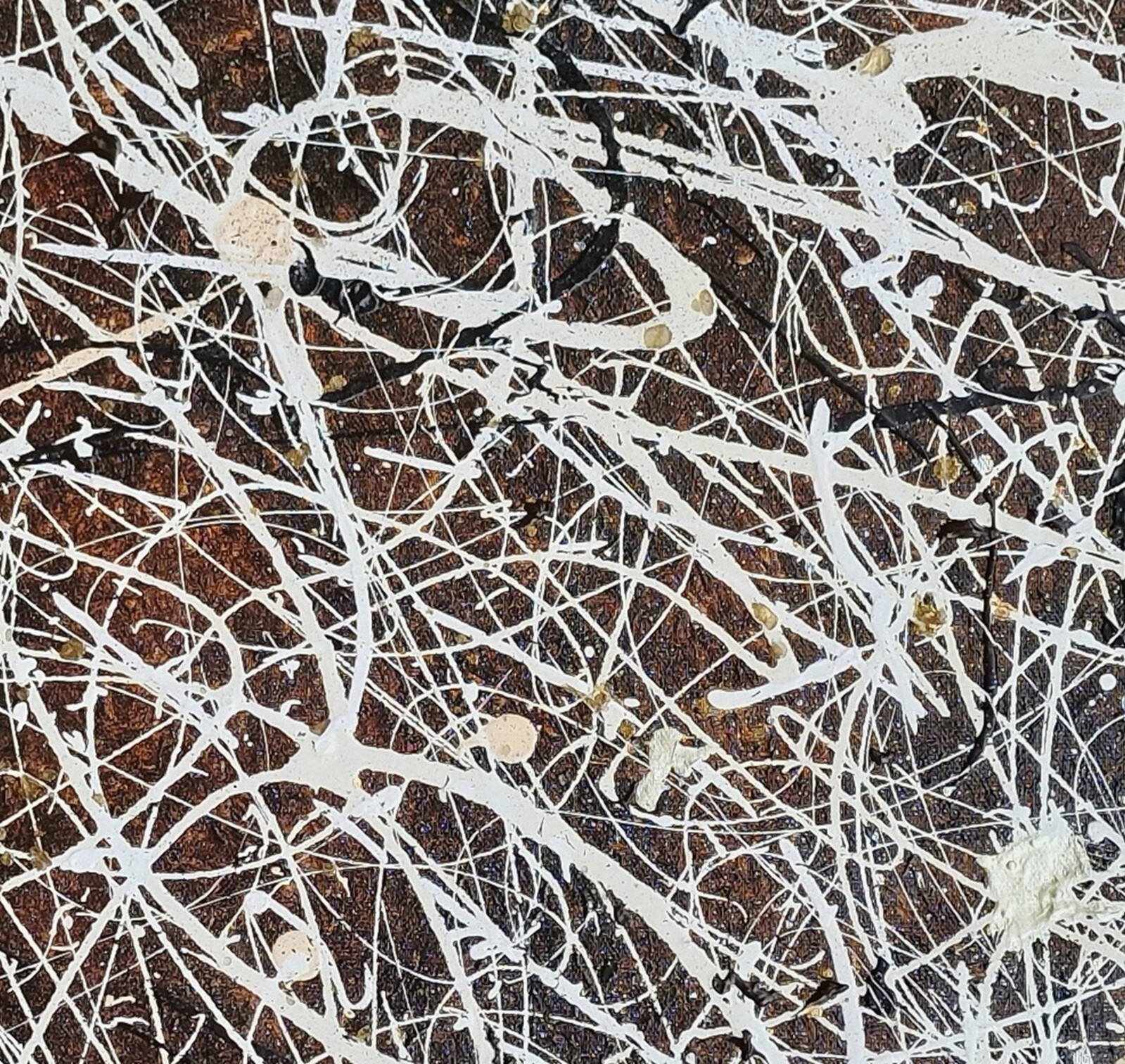 XXL Jackson Pollock Style Brown Abstract Art Textured Painting 59×30 in