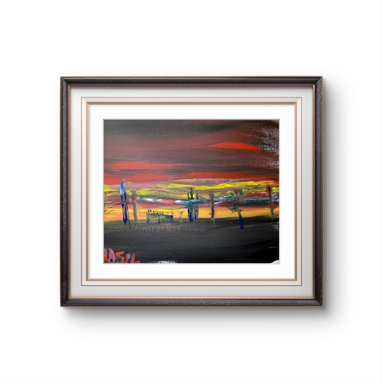 Modern Expressionist Original Abstract Canvas Board 9×12 Sleepy Town