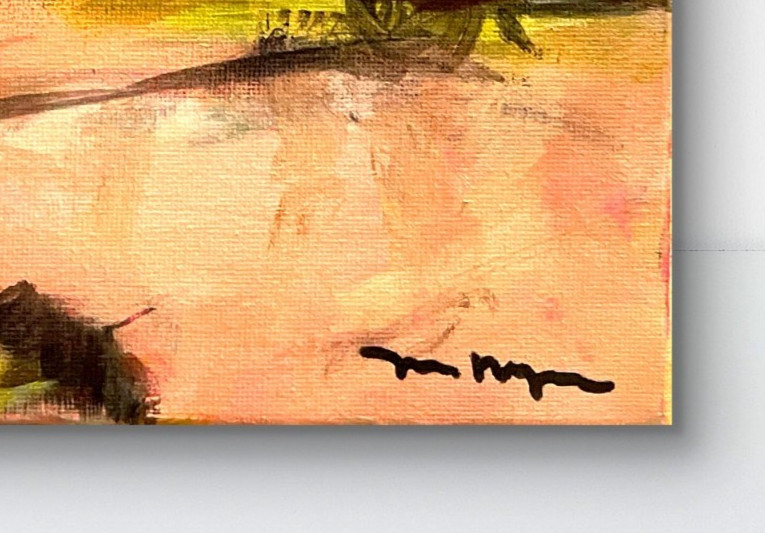 Mary Myers Original Abstract Expressionism 10×10 Sunset Marsh Landscape Signed