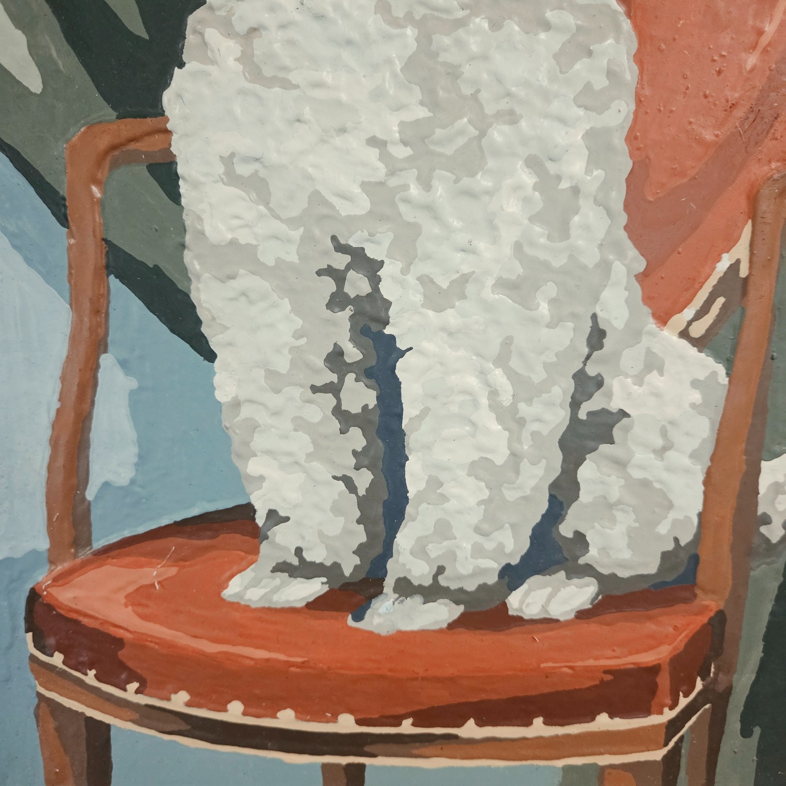 Vintage Pair Poodle Dog Paint By Number Textured Wall Art Framed 21×17 Folk Art