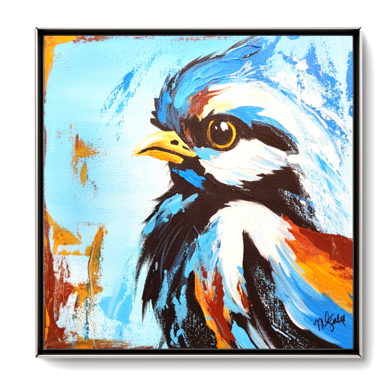 Bird Portrait Painting Original Colorful Animal Art by M Isaksen