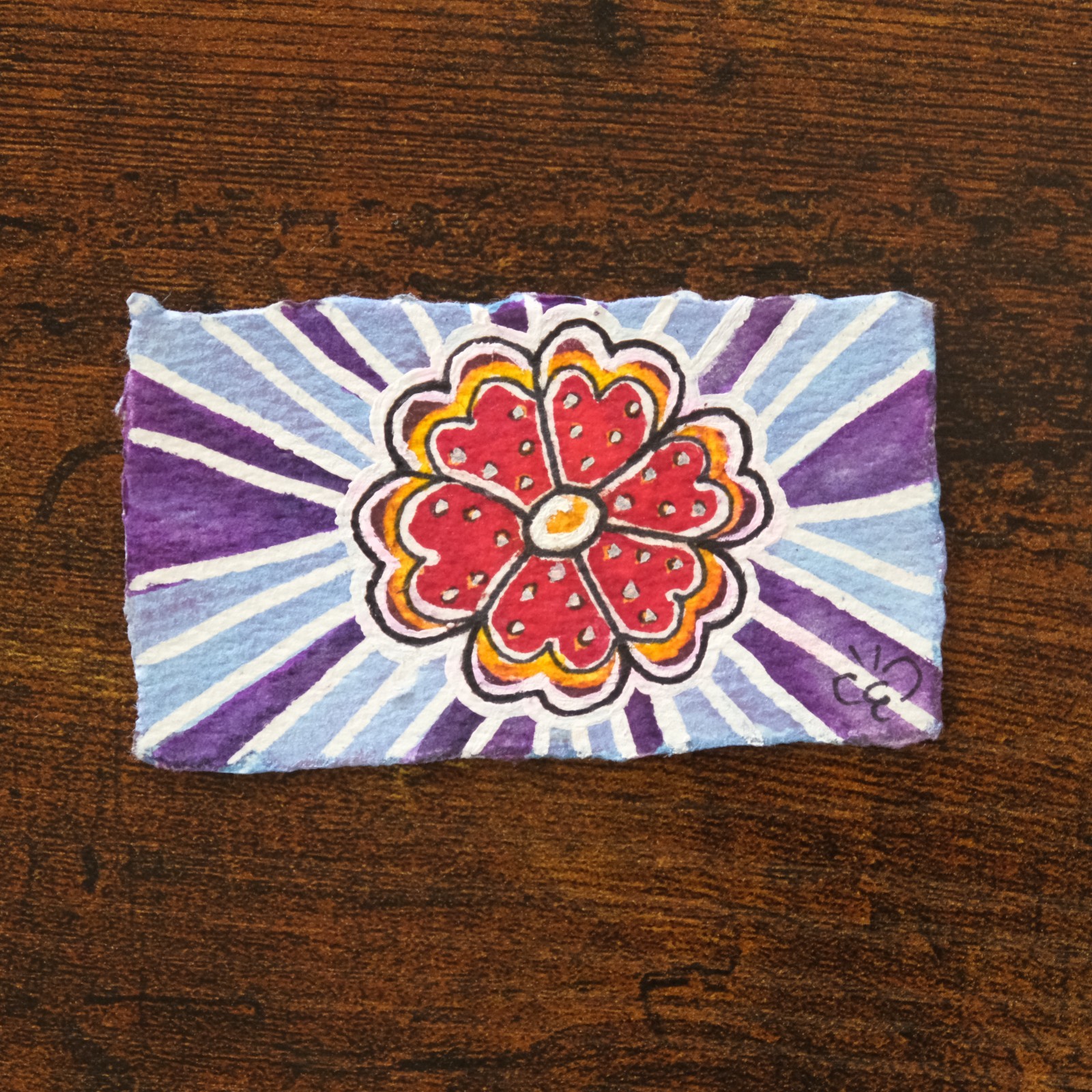 ACEO Original Watercolor “Solar Bloom” Bloom Series #1/10 Paintybee 2 x 3.5 inch